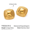 Waterproof gold-plated square stainless steel stud earrings for women 1.0 inch size - Gold (YYE025178-G)