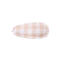 Handmade brown checkered fabric BB hair clip with white scalloped crochet edge trim - Beige Brown Plaid (15)