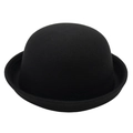 Classic black felt dome hat with rolled brim, stylish JK jazz style for kids and adults - Adult One Size Head Circumference 57cm / Black