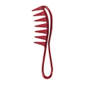 Glossy red wide-tooth comb with hollow handle and metallic finish for curly hair styling - Electroplated Red