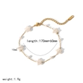 Bracciale in acciaio inossidabile dorato con perline a stella e perle bianche - Bracciale Di Perle A Stella (TB3408)