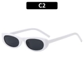 Retro small oval sunglasses in white frame with black lenses and model 8194 details - White Frame Gray Lens