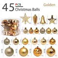 45-piece golden Christmas ball set including star toppers, pinecones, and matte baubles - 45 Pieces Of Christmas Balls (gold)