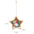 Star-shaped wooden Christmas ornament with LED light, gnome and tree motif, 11x11x3cm - Five-star / Red Hat Gnome