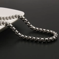 Polished stainless steel box chain necklace for men and women on a white square plate - 6.0mm Width 50cm Length / Steel