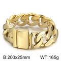 Men's vintage golden stainless steel Cuban link bracelet with fold-over clasp 200x25mm - 20cm / Gold Polished