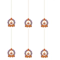 6er-Pack indische Diwali-Hängedekoration mit Diya-Lampen und Paisley-Motiven - Diwali 3D Hängedekoration (L-00345-1)