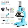 Blue educational microscope kit for kids with laboratory accessories and specimen slides - Blue(XD508-1)