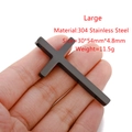 Detailed view of a black 304 stainless steel cross pendant showing precise dimensions - Large (54*30mm) / Black