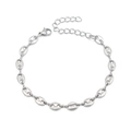 Bracciale a catena a maglia marina in acciaio inossidabile argento con chiusura a moschettone - Bracciale / Argento