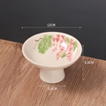 Piatto per snack in ceramica con motivi floreali e piedistallo, diametro 12 cm - Motivo a salice-Bianco latte