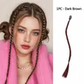 Dark brown long hair extension braid with BB clip attachment for women's hairstyle - 1PC - Braided Hair Extension / Dark Brown