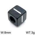 8mm black square bead with white stripes made of stainless steel for DIY jewelry - Letter I Black (KLJ1174-Z)