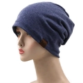 Dunkelblaue, leichte, atmungsaktive Strickmütze mit braunem Lederetikett und F&S-Logo - 56-61cm / 03 Hellblau