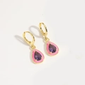Orecchini a goccia francesi con pietra viola e smalto rosa con placcatura in oro - Goccia In Zirconia Viola (ES2638-5)