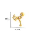 Clou d'oreille en cœur et nœud doré avec cristaux clairs et pendentif étoile - Style Nœud Étoile (6# Jaune Doré)