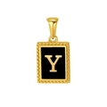 Fashionable gold-plated stainless steel square pendant featuring a black center and gold letter Y - Letter Y
