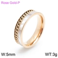 5mm rose gold minimalist ring with white shell inlay and chain link texture detail - US 9 / Rose Gold Double Layer Shell