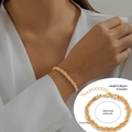 Bracelet chaîne multicouche doré à texture tissée minimaliste avec longueur de 16+5cm - Bracelet (2329) / Doré
