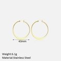 Dettagli dei cerchi da 43mm in acciaio inossidabile dorato con misure e peso - Oro