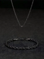 Minimalist matte black rope chain necklace and bracelet set with lobster clasp for men - Rope Chain Necklace and Bracelet Set Only (Without Pendant) / Black