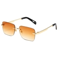 Gafas de sol rectangulares sin montura con lentes degradadas naranjas y metal dorado - Marco Dorado Té Degradado