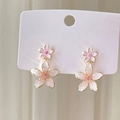 Roze en witte bloemenoorbellen met harsblaadjes met ijs-textuur en gouden afwerking - Dubbellaagse Transparante Roze-Witte Verloopbloemen (44# Zilveren Pin-Goud-Wit)