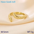 Gold spiral textured open ring with 5mm width and 3g weight on champagne satin - Gold Fine Spiral Open Style (KR111627-GC)