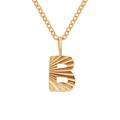 Golden stainless steel necklace featuring a textured capital letter B alphabet pendant - Letter B / Gold