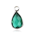 Close-up of a faceted green teardrop birthstone pendant with silver metal frame - Silver - May