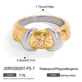 Zweifarbiger Edelstahlring mit Sonnen-Zirkon, wasserdicht und hypoallergen für Damen - Sonne Mond Zweifarbig Stil-Größe 7 (JDR0306007-PS-7)