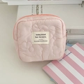 Estuche acolchado rosa de flores con etiqueta blanca y cierre de cremallera rosa - Rosa
