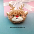 Accessoire renne de Noël en peluche avec bois dorés et nez rouge, taille 6cm x 7cm - Ajustable / Renne de Noël bleu