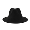 Classic black felt fedora hat with a pinched crown and wide brim for men and women - 58cm / Black