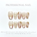 Handmade brown marble press-on nails with gold foil and 3D metallic wire accents - Extra Small (XS) / French Brown Coffee