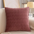 Square dusty pink velvet throw pillow cover with elegant pleated texture on a sofa - 45x45cm With Pillow Core / Dusty Pink