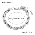 Silbernes Titanstahl-Kettenarmband mit Karabinerverschluss und Länge 17,5 plus 3,7 cm - Silber