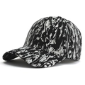 Unisex Baseballkappe mit schwarz-weißem abstraktem Marmor-Graffiti-Muster und gebogenem Rand - Verstellbar / Schwarz