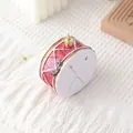 Christmas red drum hanging ornament with white cross texture and holly leaves, 9.5x8x4cm - Drum (ZXC-12077)
