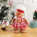 Bambola di pan di zenzero natalizia con cappello da chef e gonna scozzese, altezza 28 cm - Omino di pan di zenzero femminile in piedi / 28cm x 16cm