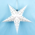 White laser-cut hollow paper star lantern with celestial star and moon patterns - 45cm / White