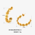 Gouden 18K roestvrijstalen madeliefje oorringen van 3,3 cm bij 2,8 cm grootte - Gepolijste bloemenoorbellen - Goud