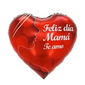 Heart-shaped red metallic balloon with Spanish Feliz día Mamá text and female silhouette - 18 Inch Red Silhouette Heart Happy Mother's Day I Love You (TX100)