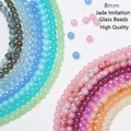 Colorful 8mm imitation jade glass beads for DIY jewelry making in various vibrant colors - Multicolor