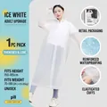 Translucent white long hooded EVA raincoat with zipper and elastic cuffs for adults - Snow White