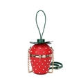 Kreative Erdbeere Umhängetasche in Rot mit weißen Perlennieten und Goldkette - Rote Perle (Retro Oval)