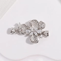 Elegant S925 sterling silver flower connector with pavé zircon for pearl necklaces - Flower Buckle / White Gold