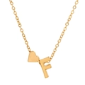 Golden heart necklace featuring a letter F pendant on a delicate short chain - Letter F (10022)