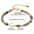 Bracelet bohème en perles d'eau douce et agate verte avec fermoir en acier inoxydable - Agate d'Inde