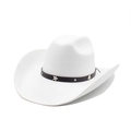 Witte Britse wollen vilt fedora hoed met zilveren sterstuds en een 9 cm brede rand - M (56-59cm) / Wit